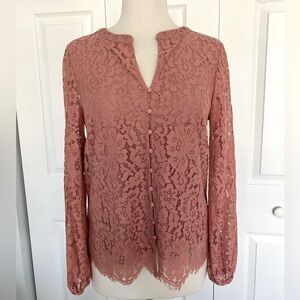 RACHEL ZOE Lace Floral Blush Pink NWOT Long Sleeves Size Small